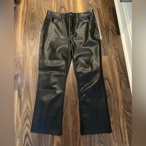 Zara Black Faux Leather Cropped Pant